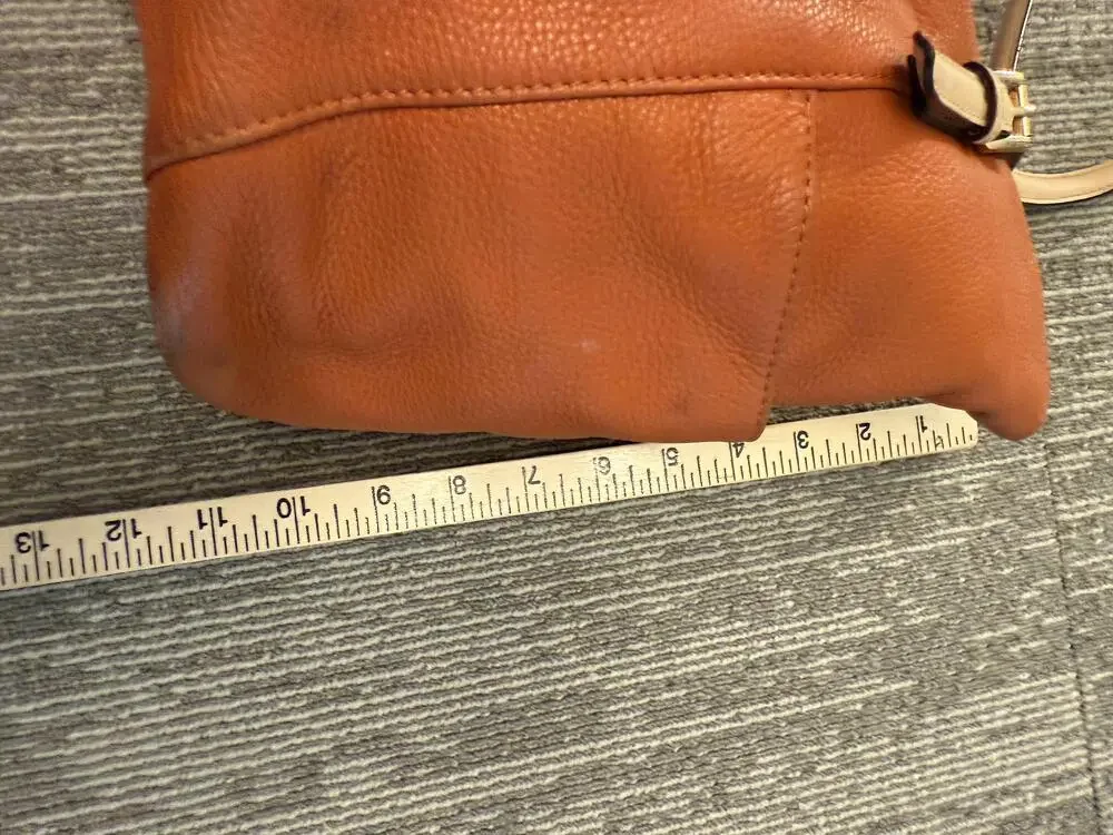 Michael Kors Pebbled Leather Tote Bag Womens Large Orange Shoulder Top Zip MK